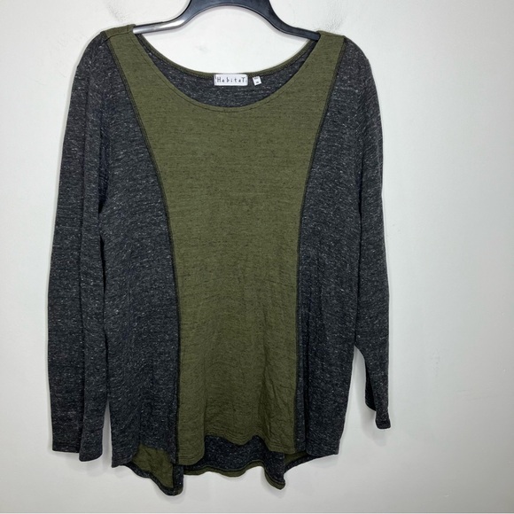 Habitat green & gray long sleeve shirt women’s size XL cozy casual boho - Picture 1 of 5